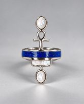 Ankh Lapiz Lazuli Royal Ring | Silver