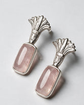 Rose Quartz Royal Earring | Silver