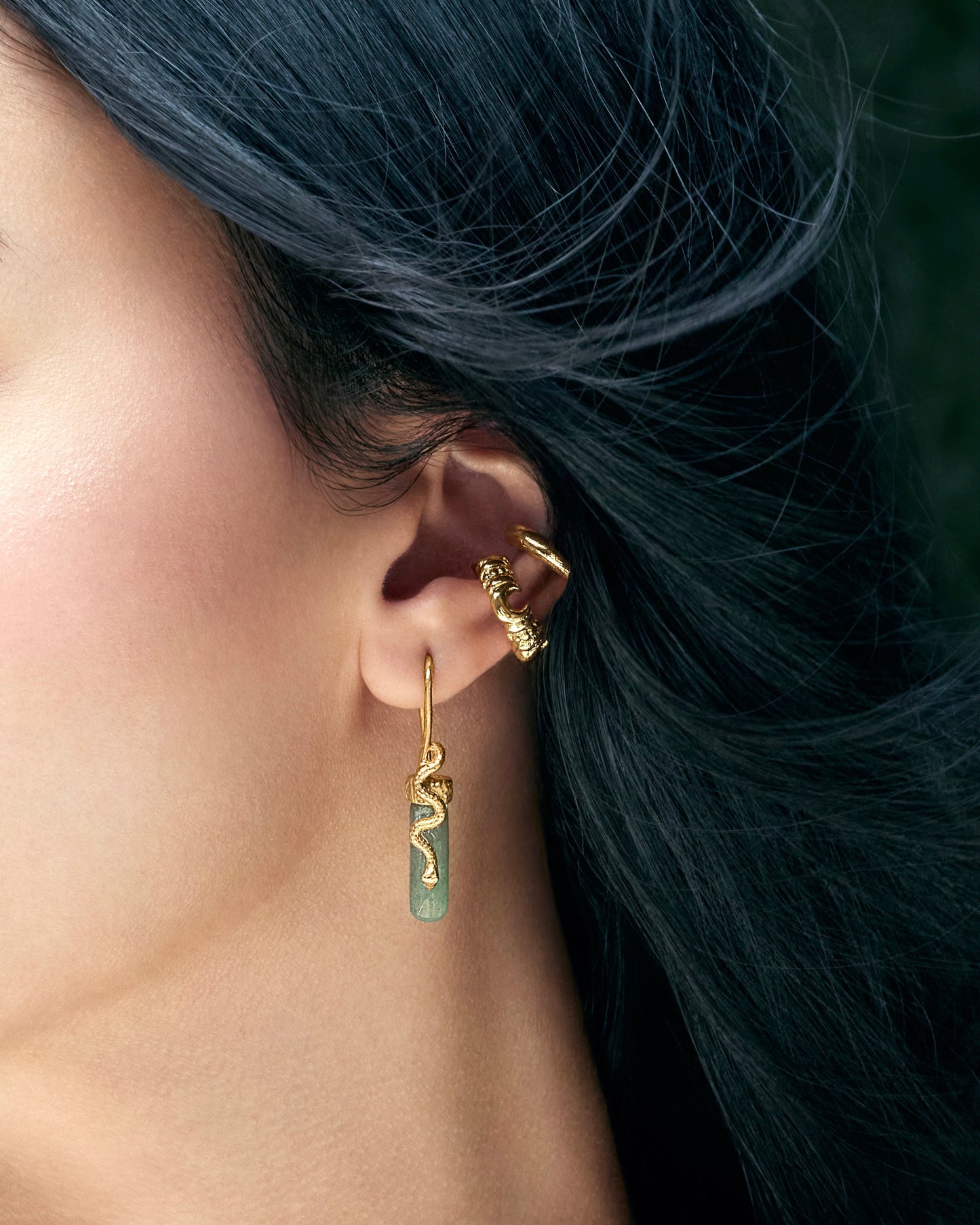 THE SERPENTINE JADE EARRING | GOLD VERMEIL