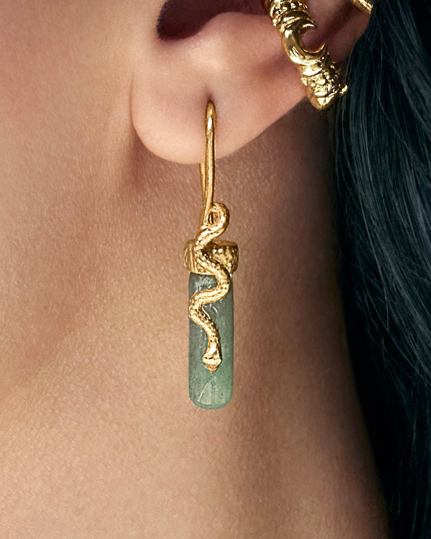 THE SERPENTINE JADE EARRING | GOLD VERMEIL