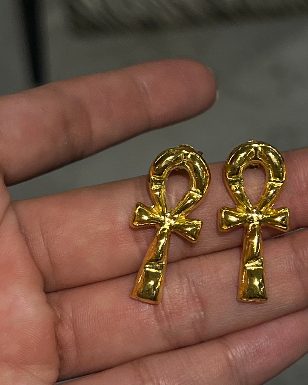 Golden Ankh Earring