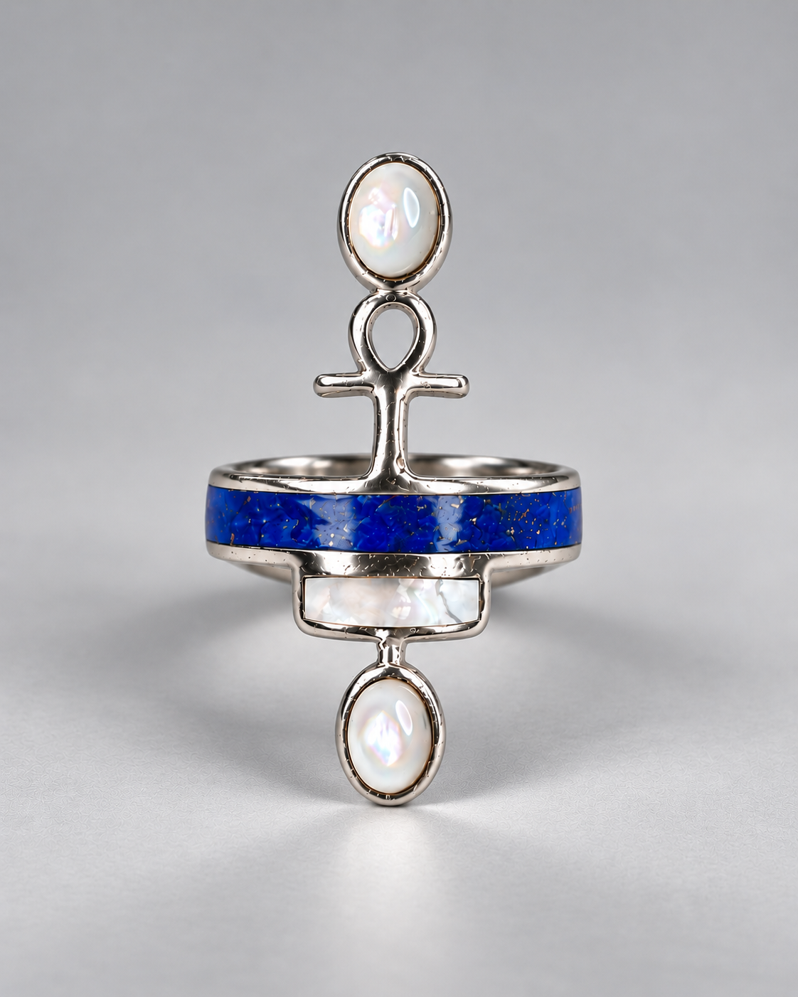 Ankh Lapiz Lazuli Royal Ring | Silver