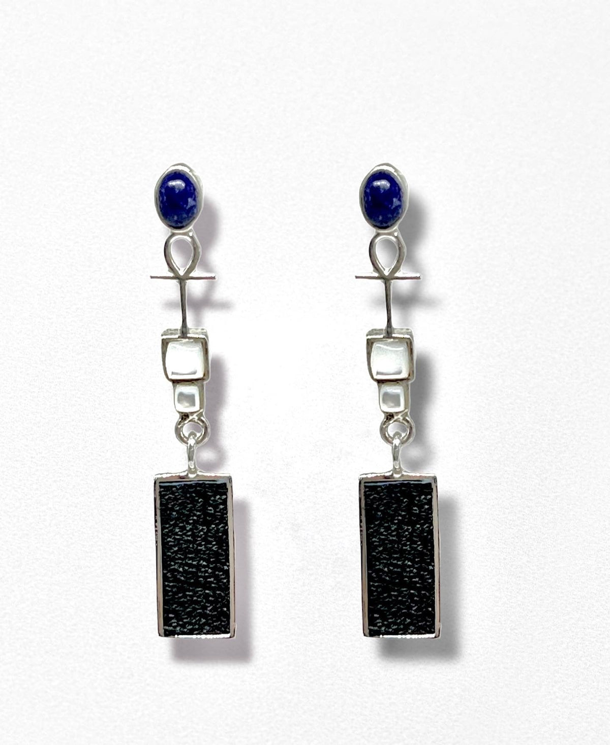 Ankh Leather Royal Earring | SILVER