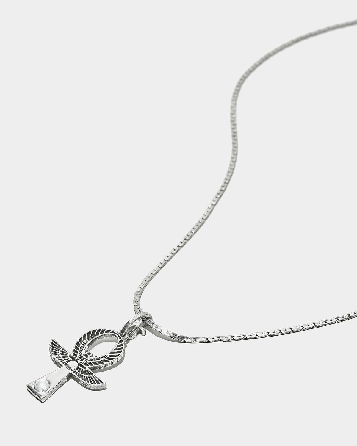 Ankh Scarab With Mother of Pearl Necklace | SILVER
