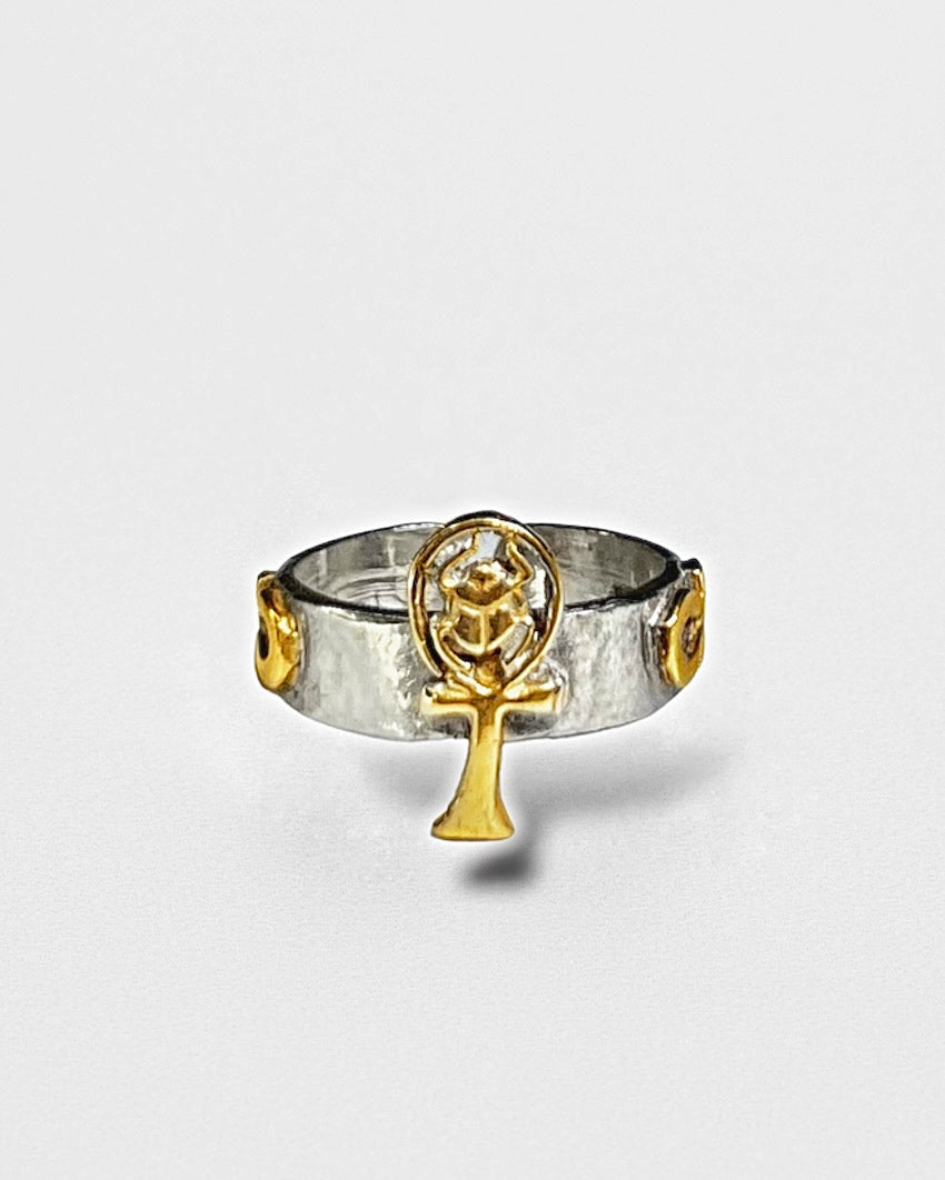 Ankh Scarab Royal Ring Golden Age